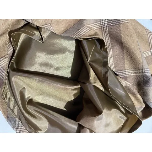 Ralph Lauren wool skirt VTG mocha muse brown tartan plaid accademia women 2 Maxi